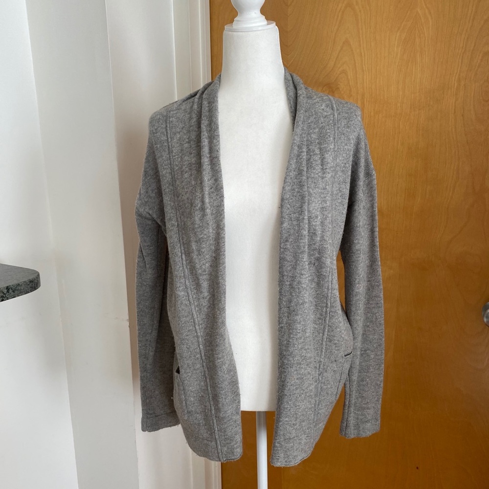 J Crew Gray Open Wool Cardigan Sweater